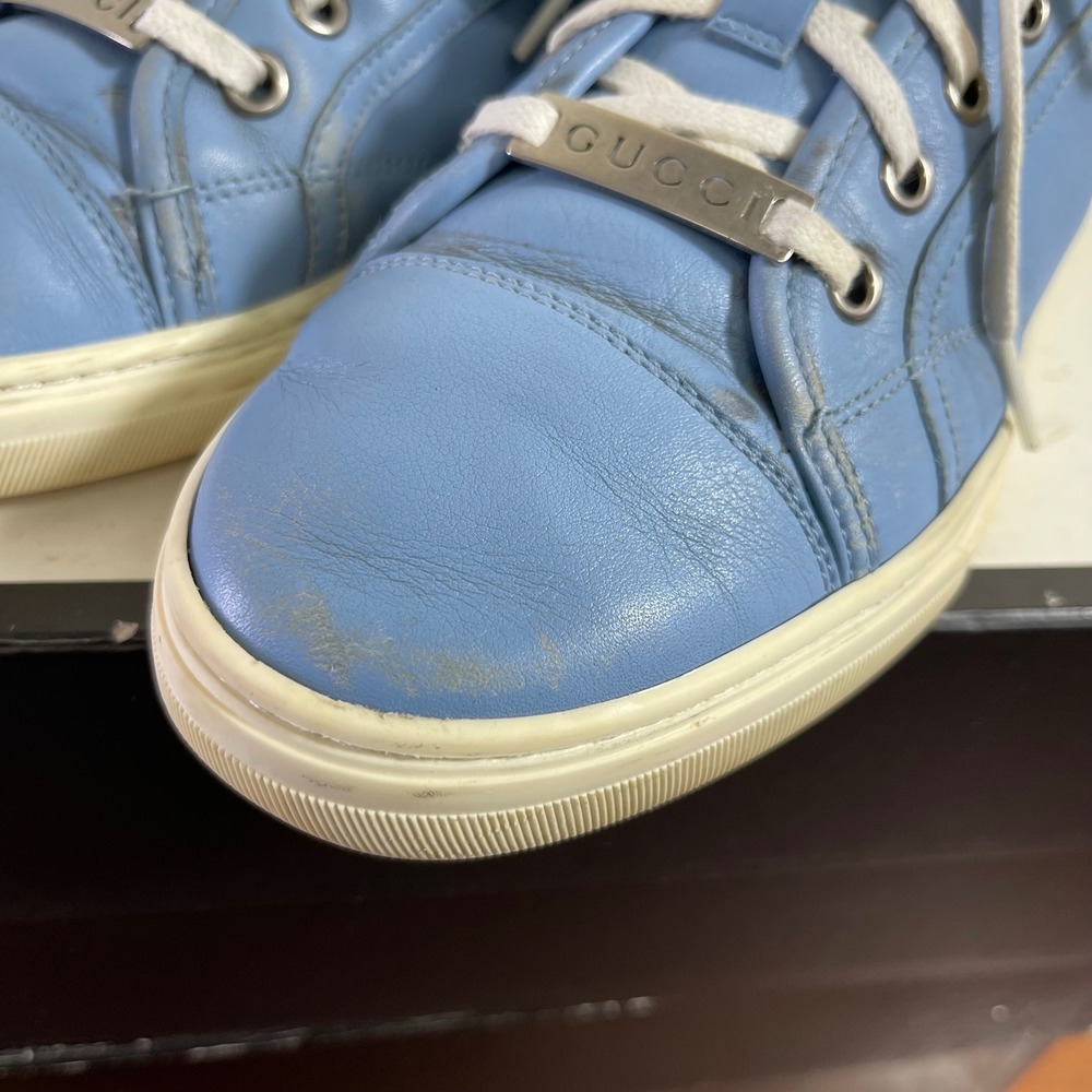 Gucci Women's Blue Leather Trainers Low Top Sneaker Lace up Size 36.5/6.5 US - Picture 11 of 13